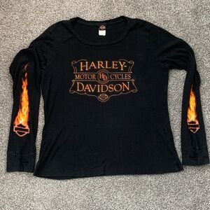 Buddy Stubbs Harley-Davidson Black Long Sleeve Tee with Western Print USA